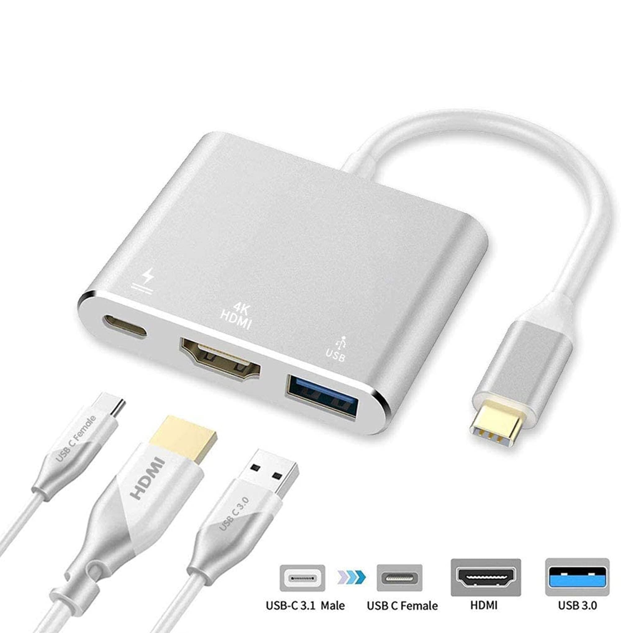 Type-C Adapter 3 in 1 (HDMI 4k +Usb 3.0+Type-c)